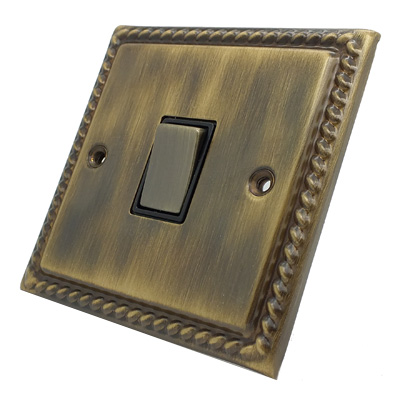 Rope Edge Antique Brass Light Switch - SuperSockets.co.uk